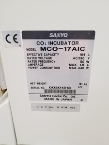 Thumbnail image of Sanyo CO2 Laboratory Incubator Double Stack MCO-17AIC MCO-17AI Lab