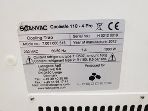 Thumbnail image of Scanvac CoolSafe 110 - 4 Pro Cooling Trap Laboratory Freeze Drier Lab