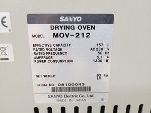 Thumbnail image of Sanyo MOV-212 Dry Heat Laboratory Convection Oven Lab
