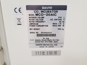 Thumbnail image of Sanyo MCO-20AIC CO2 Laboratory Incubator Double Stack MCO-20AIC lab