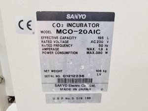 Thumbnail image of Sanyo MCO-20AIC CO2 Laboratory Incubator Double Stack MCO-20AIC lab