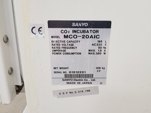 Thumbnail image of Sanyo Type MCO-20AIC CO2 Laboratory Incubator Double-Stack  lab