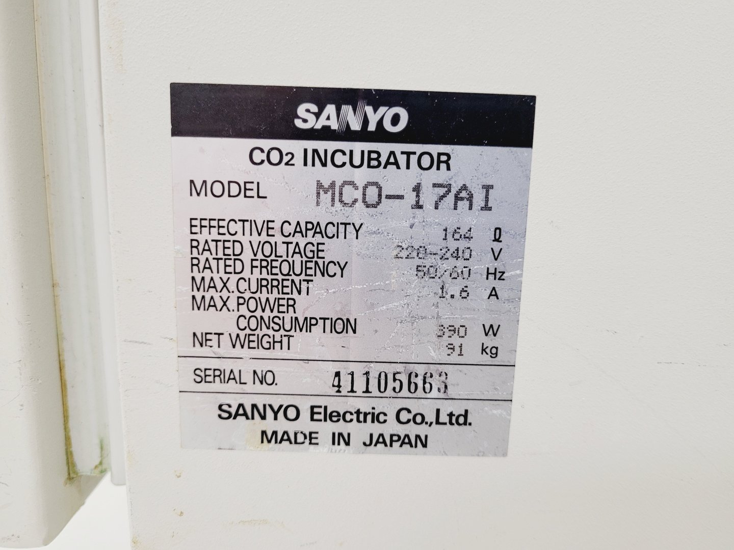 Image of Sanyo MCO-17AI CO2 Laboratory Incubator Lab