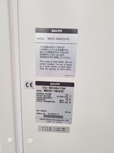 Thumbnail image of Sanyo MCO-18AIC CO2 Laboratory Incubator Lab