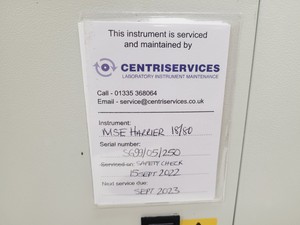 Thumbnail image of Sanyo MSE Harrier 18/80 Refrigerated Centrifuge with 6500rpm Rotor Lab