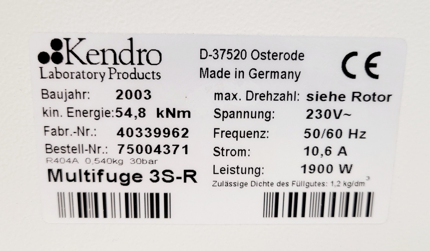 Image of Kendro Heraeus Multifuge 3S-R Refrigerated Benchtop Laboratory Centrifuge Lab