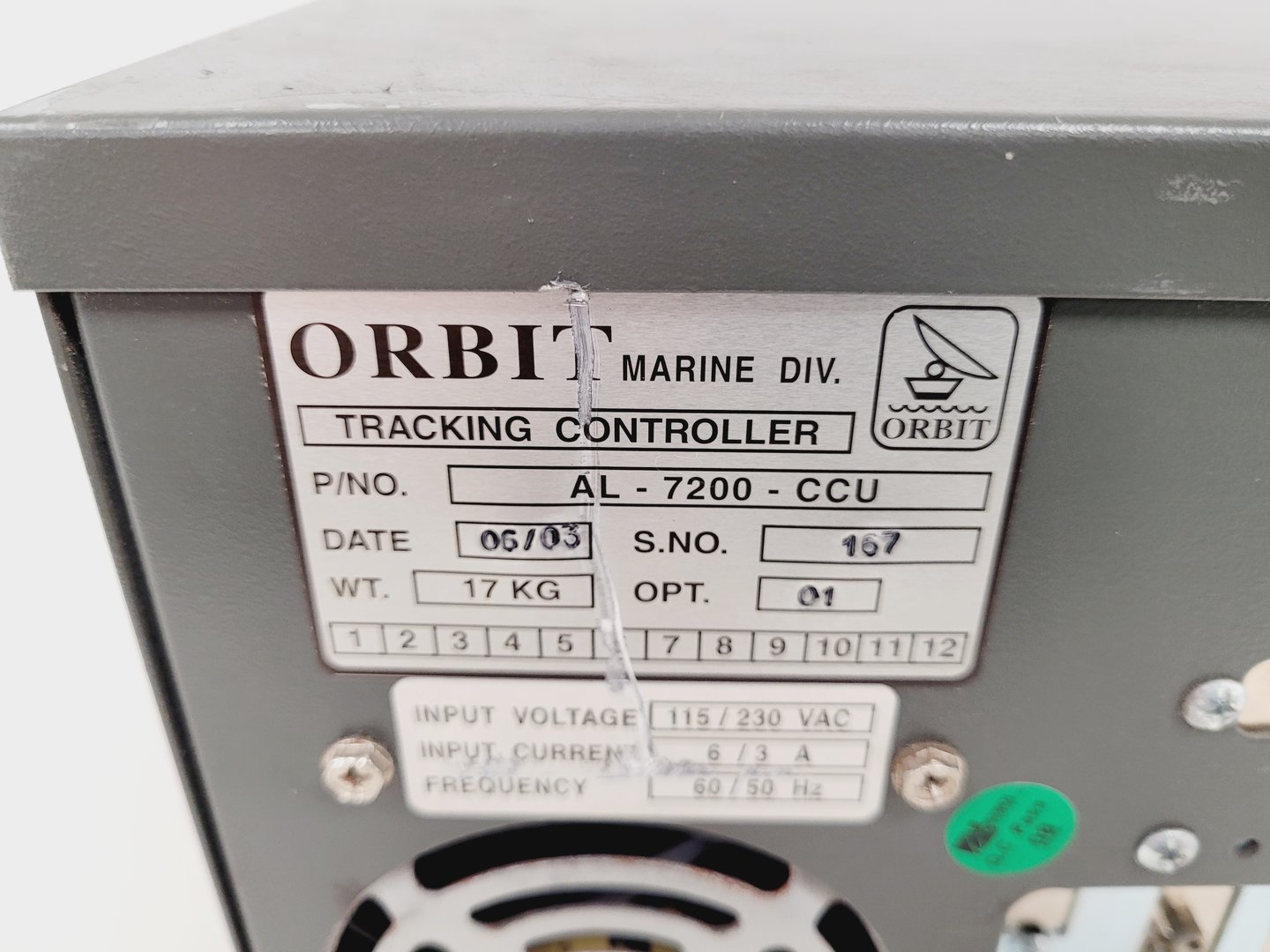 Image of Orbit Marine AL-7200-CCU Central Control Unit Lab Faulty Screen