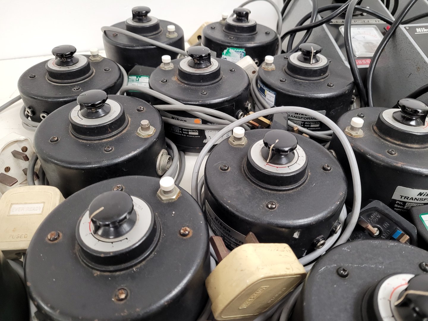 Image of Job Lot of 16 Grey Nikon Stereo Microscopes & Transformers Lab