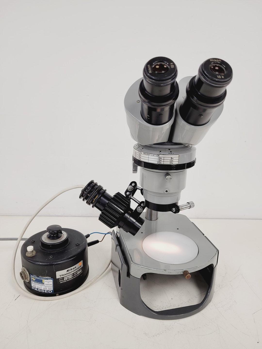 Image of Job Lot of 16 Grey Nikon Stereo Microscopes & Transformers Lab