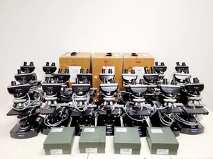 Thumbnail image of Job lot of 21 x Black Nikon Compound Microscopes with Accessories Lab