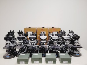 Thumbnail image of Job lot of 21 x Black Nikon Compound Microscopes with Accessories Lab