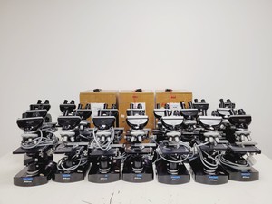 Thumbnail image of Job lot of 21 x Black Nikon Compound Microscopes with Accessories Lab