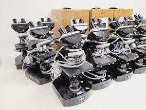 Thumbnail image of Job lot of 21 x Black Nikon Compound Microscopes with Accessories Lab