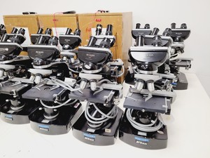 Thumbnail image of Job lot of 21 x Black Nikon Compound Microscopes with Accessories Lab