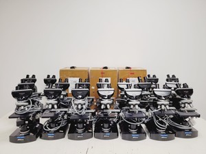 Thumbnail image of Job lot of 21 x Black Nikon Compound Microscopes with Accessories Lab