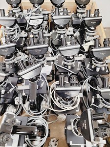 Thumbnail image of Job lot of 21 x Black Nikon Compound Microscopes with Accessories Lab