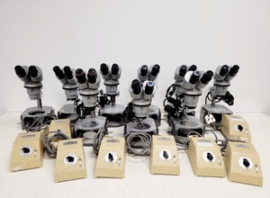 Thumbnail image of Job Lot of 9 Grey Nikon Stereo Microscopes & Transformers Lab