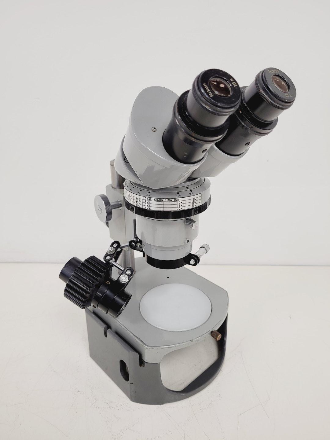 Image of Job Lot of 9 Grey Nikon Stereo Microscopes & Transformers Lab