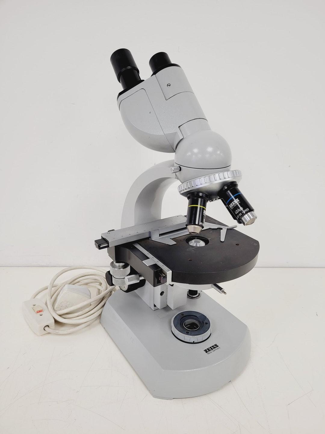 Image of Carl Zeiss Binocular Microscope w/ 4 Objectives 100/1.25 Oel 160/- Lab