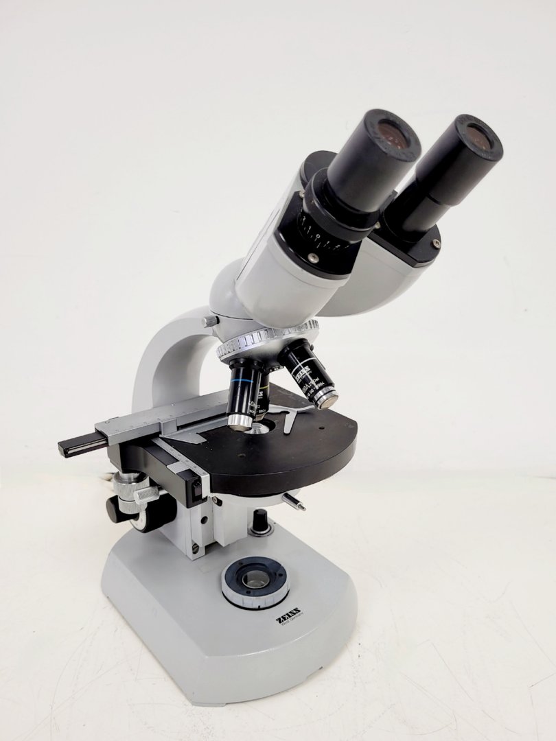 Image of Carl Zeiss Binocular Microscope w/ 4 Objectives 100/1.25 Oel 160/- Lab