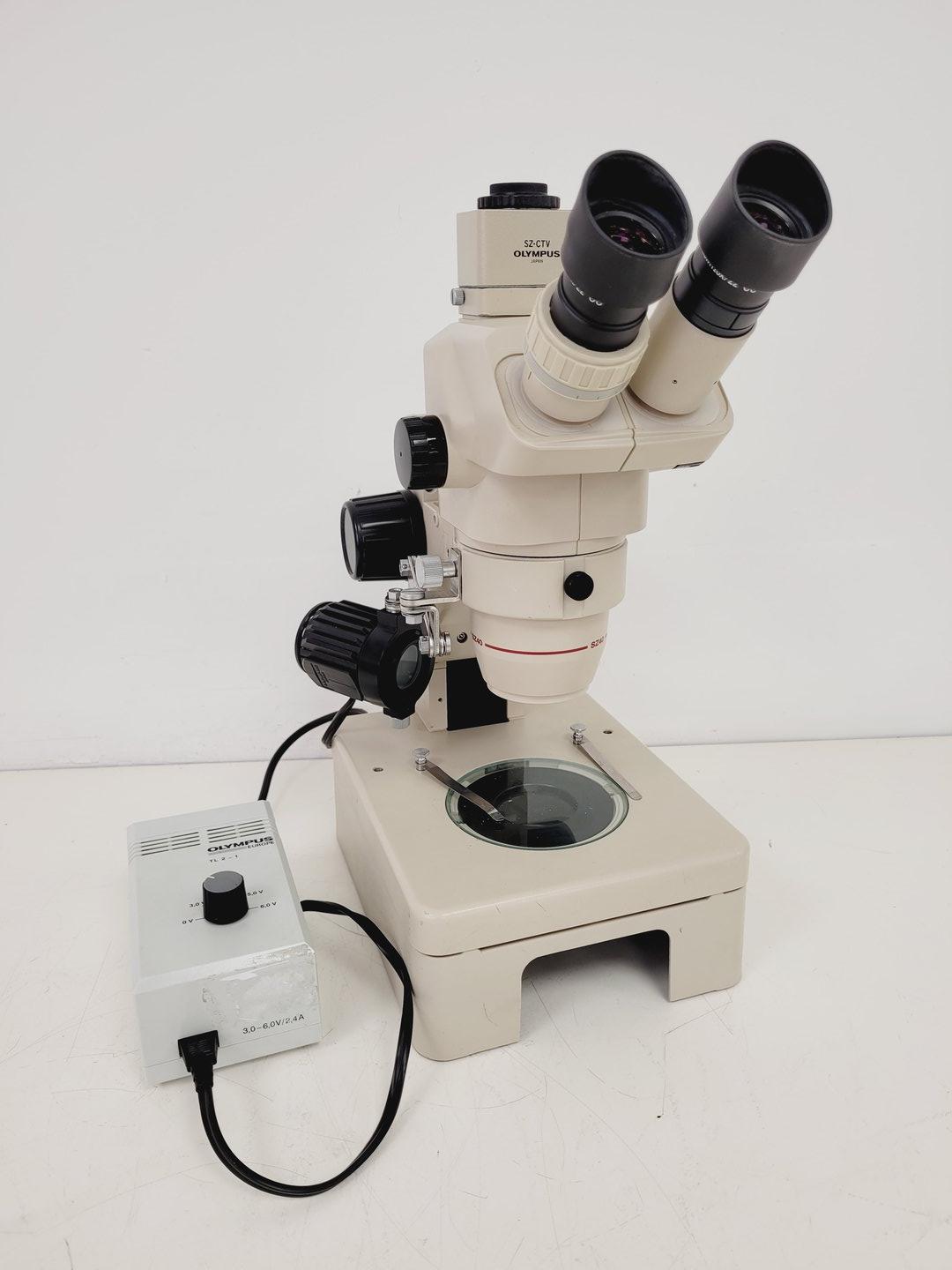 Image of Olympus SZ40 Stereo Zoom Microscope SZ-ST with SZ-CTV C-Mount Camera Adapter Lab