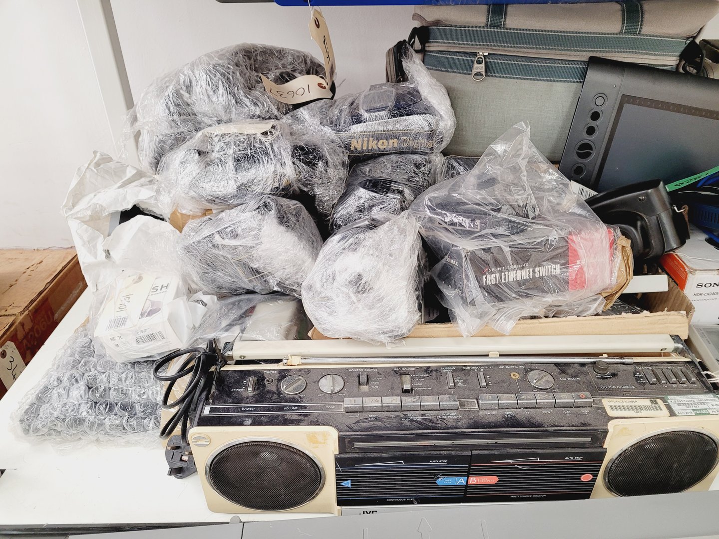 Image of Large IT & AV Equipment Job Lot - Projectors, Cameras, VHS, DVD, - Nikon, JVC, 