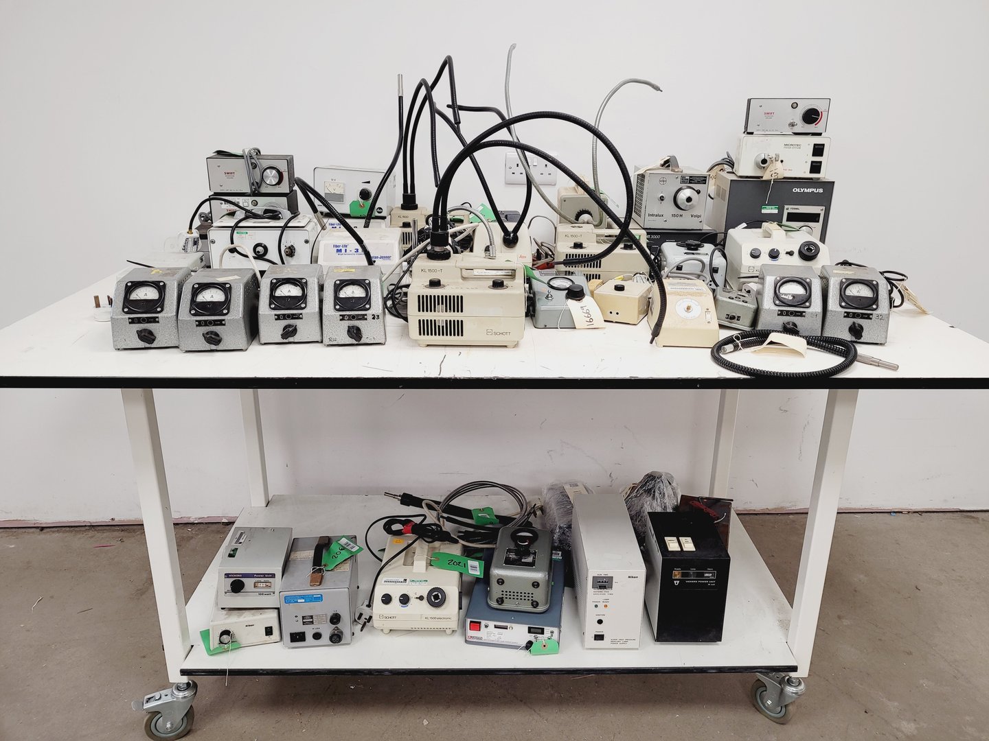 Image of Job Lot of Microscope Power Supplies & Light Sources - Olympus, Nikon, Swift Lab