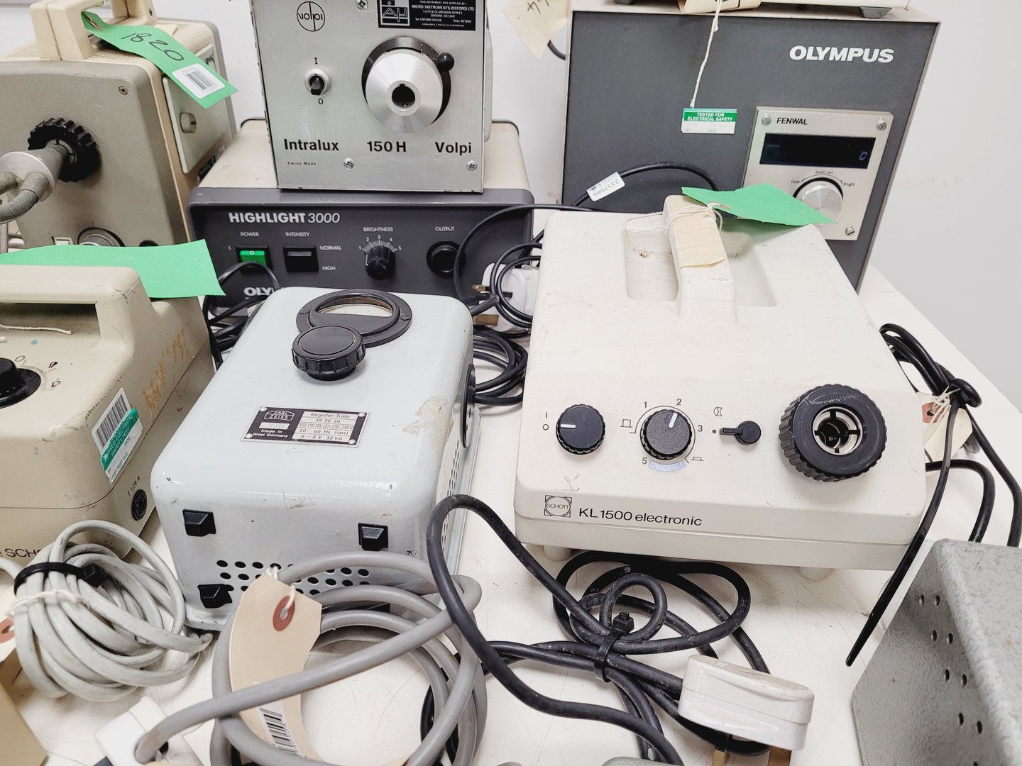 Image of Job Lot of Microscope Power Supplies & Light Sources - Olympus, Nikon, Swift Lab