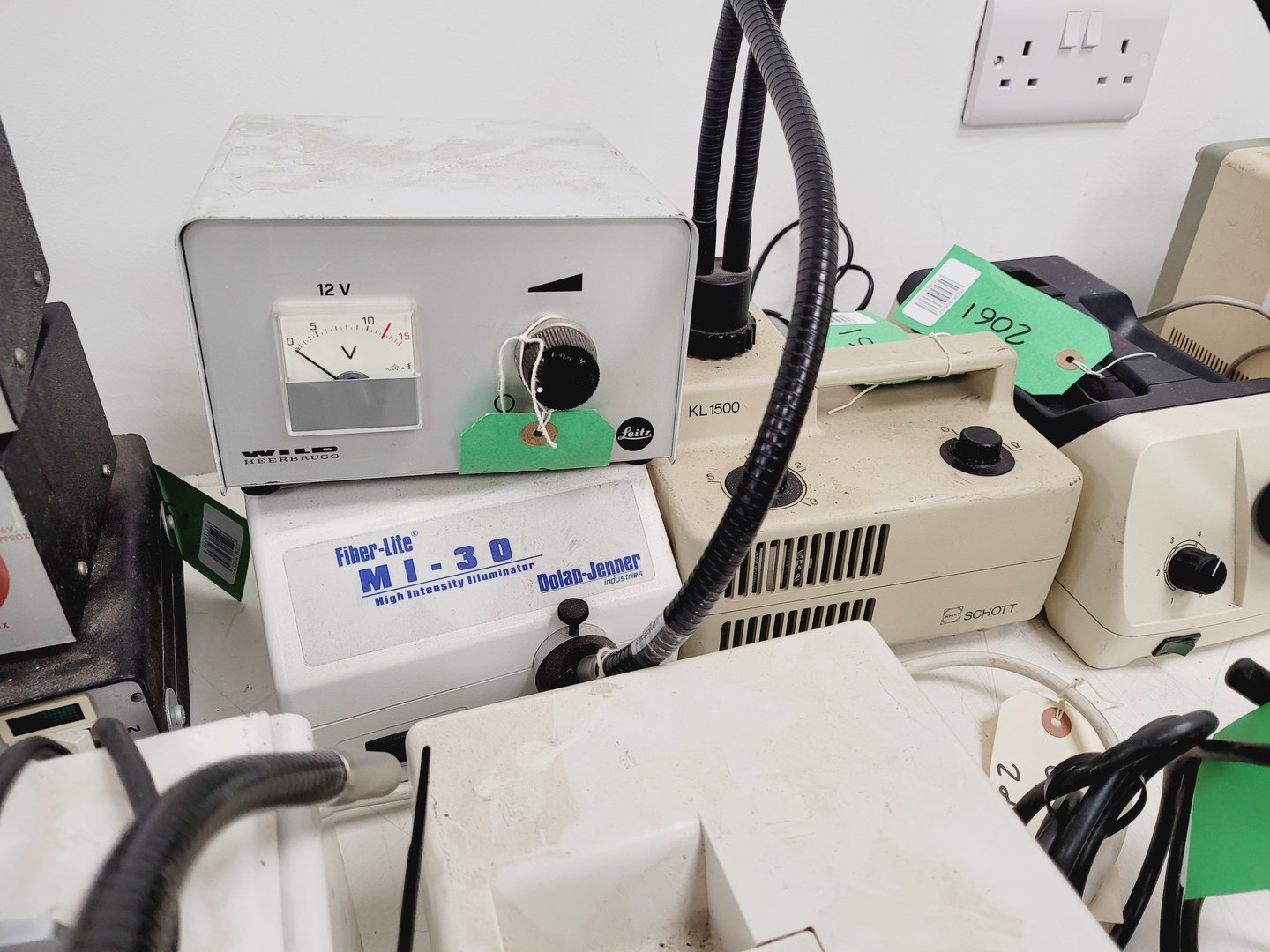 Image of Job Lot of Microscope Power Supplies & Light Sources - Olympus, Nikon, Swift Lab