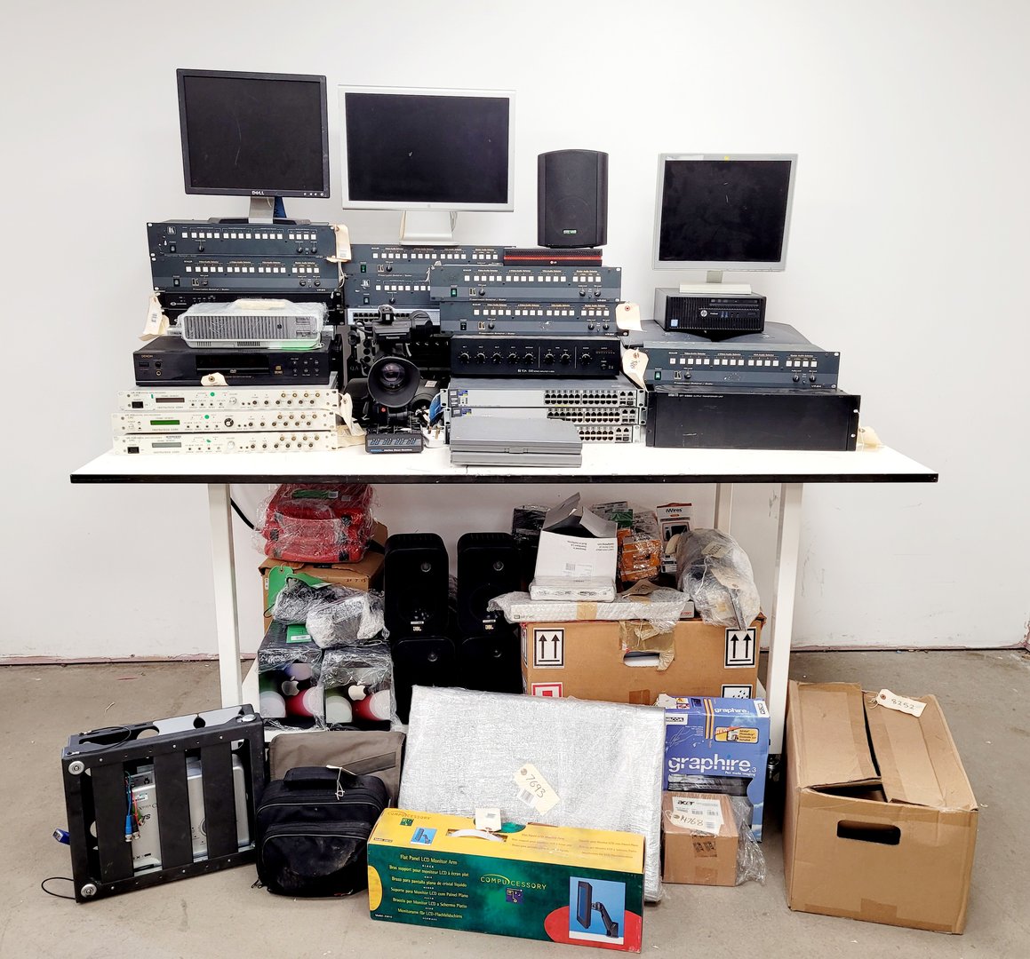 Image of Lot of IT & AV Equipment, Monitors, Speakers, CD DVD Players, Switches, Mixers 