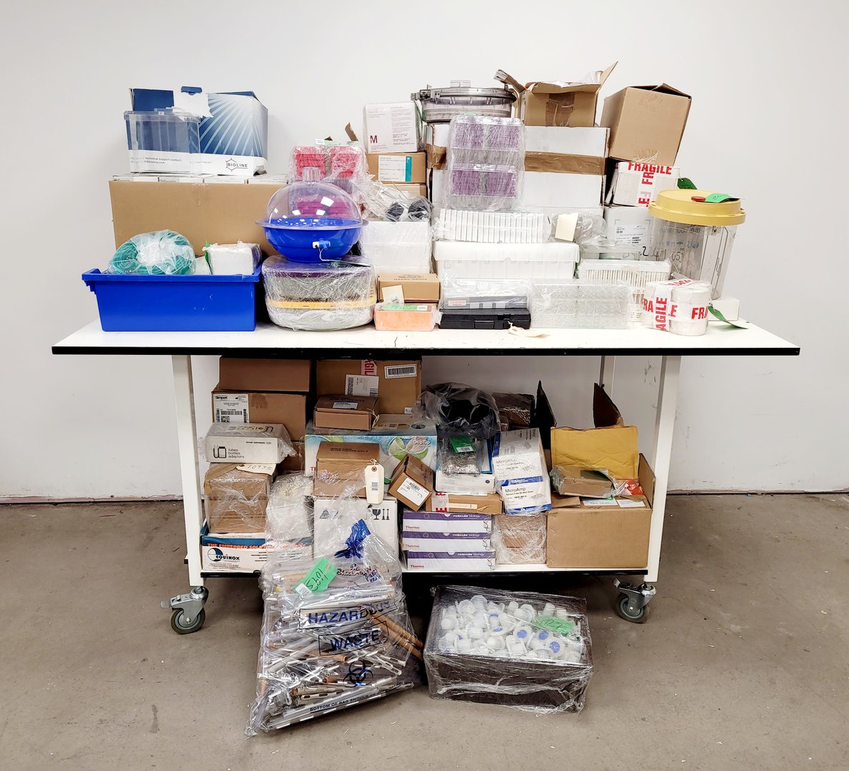 Image of Job Lot of Laboratory Plastic Consumables, Tubes, Tips, Plates, Stands, Filters 