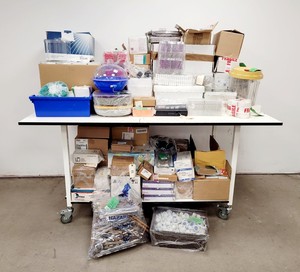 Thumbnail image of Job Lot of Laboratory Plastic Consumables, Tubes, Tips, Plates, Stands, Filters 
