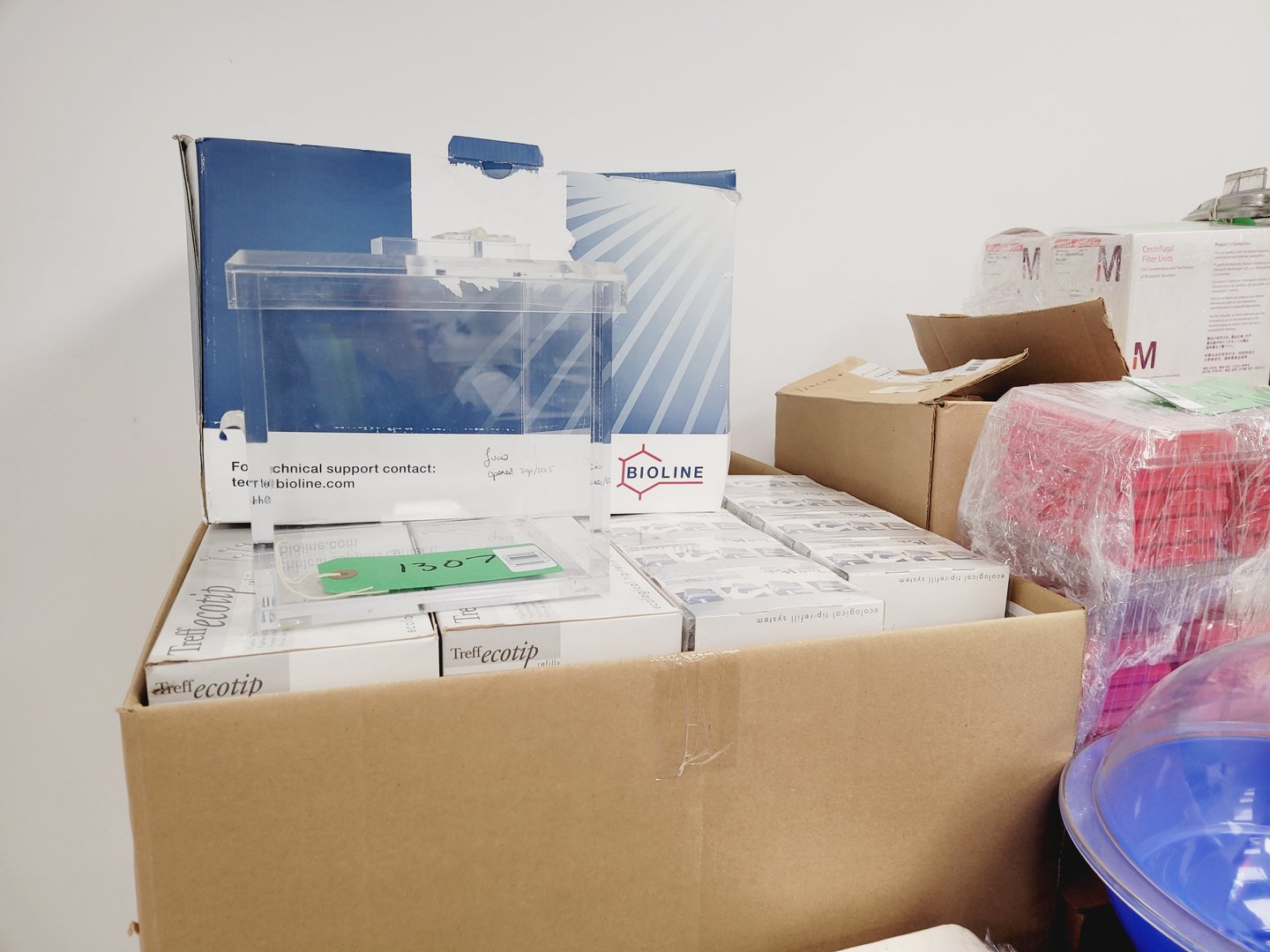 Image of Job Lot of Laboratory Plastic Consumables, Tubes, Tips, Plates, Stands, Filters 