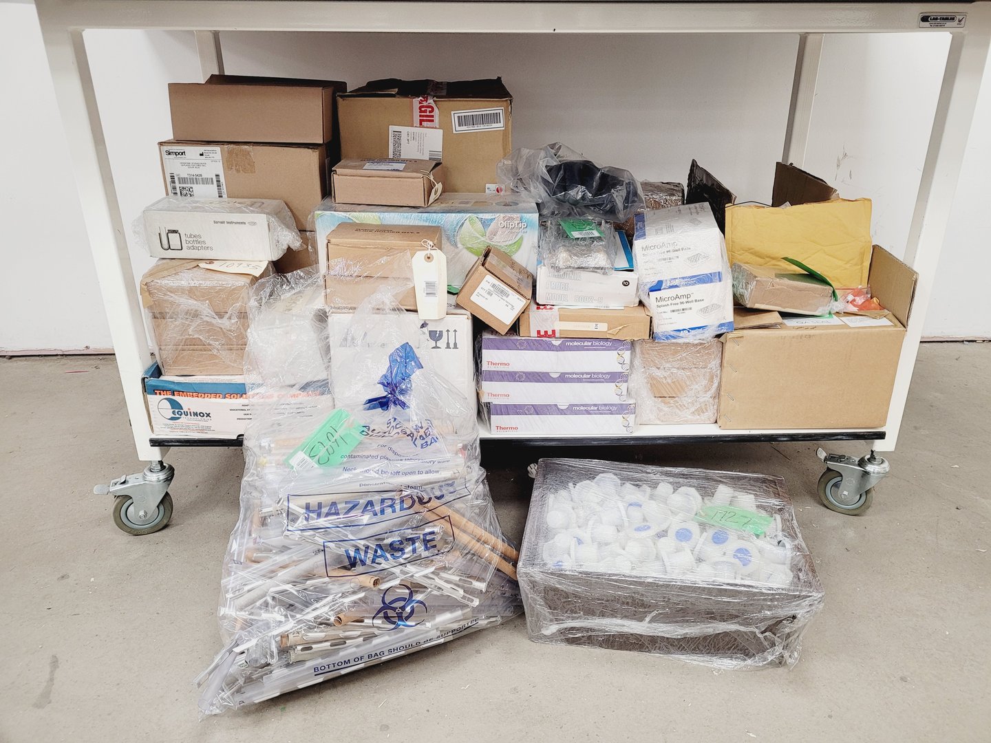 Image of Job Lot of Laboratory Plastic Consumables, Tubes, Tips, Plates, Stands, Filters 