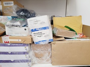 Thumbnail image of Job Lot of Laboratory Plastic Consumables, Tubes, Tips, Plates, Stands, Filters 