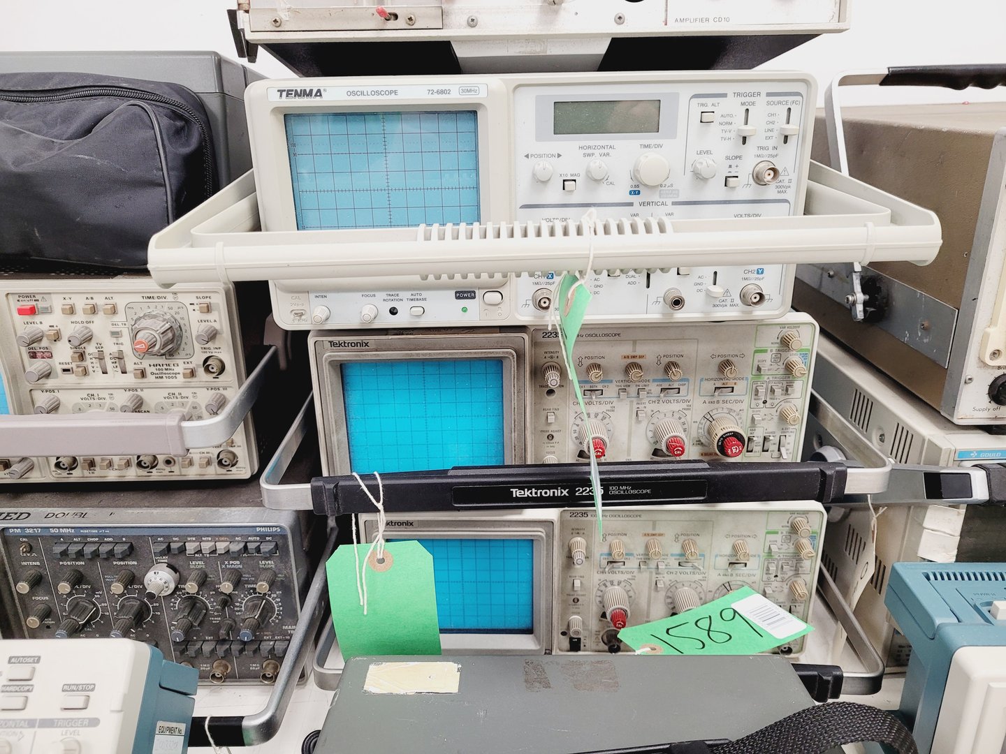 Image of Job Lot of Laboratory Oscilloscopes - Phillips, Hameg, Tektronix, Topward, Lab