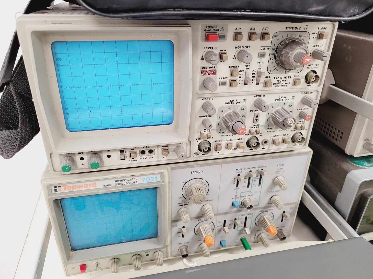 Image of Job Lot of Laboratory Oscilloscopes - Phillips, Hameg, Tektronix, Topward, Lab