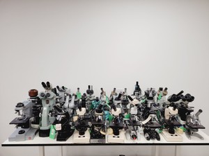 Thumbnail image of Job Lot of Laboratory Benchtop Microscopes & Accessories - Swift, Vickers, Leitz