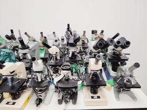 Thumbnail image of Job Lot of Laboratory Benchtop Microscopes & Accessories - Swift, Vickers, Leitz
