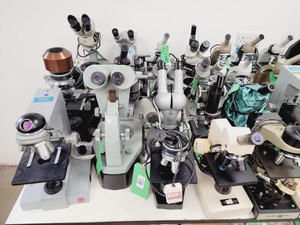 Thumbnail image of Job Lot of Laboratory Benchtop Microscopes & Accessories - Swift, Vickers, Leitz