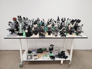 Thumbnail image of Job Lot of Laboratory Benchtop Microscopes & Accessories - Swift, Vickers, Leitz