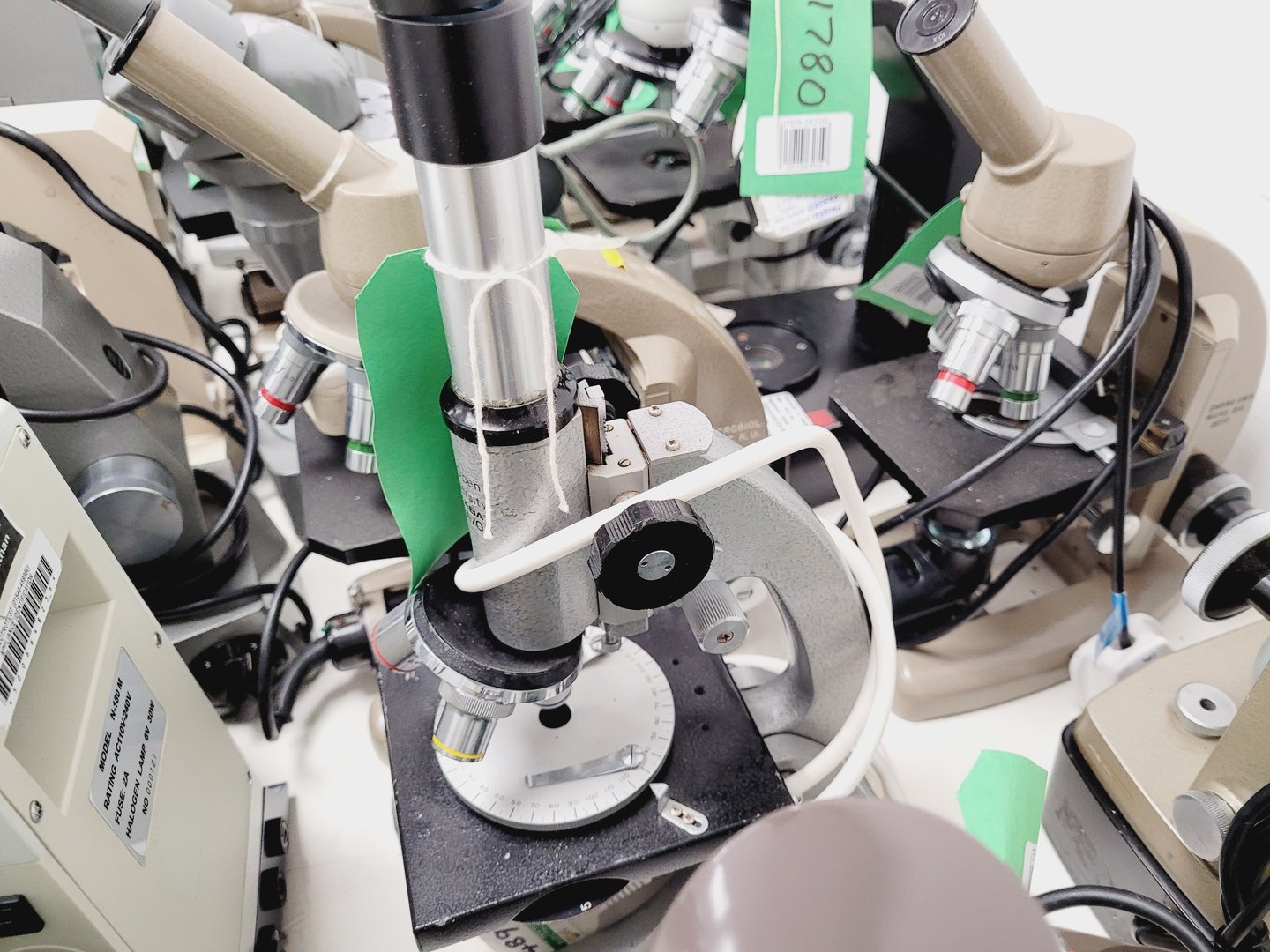 Image of Job Lot of Laboratory Benchtop Microscopes & Accessories - Swift, Vickers, Leitz