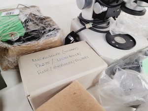 Thumbnail image of Job Lot of Laboratory Benchtop Microscopes & Accessories - Swift, Vickers, Leitz