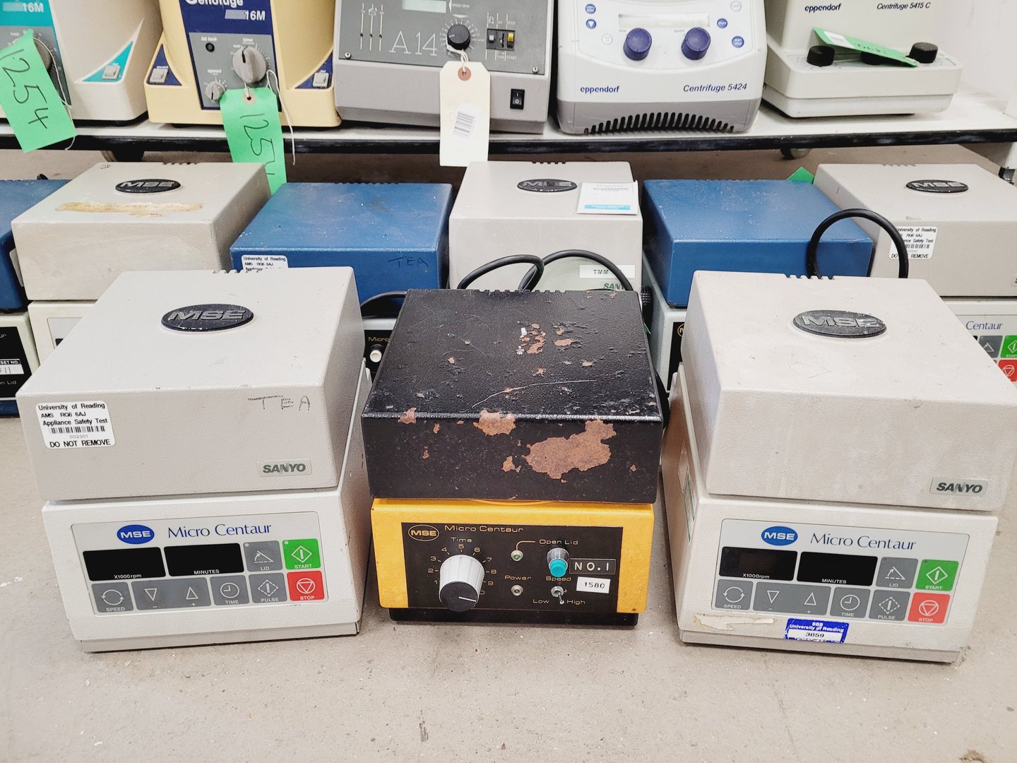 Image of Job Lot of Benchtop Laboratory Centrifuges - Eppendorf, MSE, Sanyo, Beckman Lab