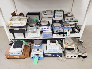 Thumbnail image of Large Job Lot of Laboratory Hotplates, Block Heaters & Magnetic Stirrers Lab