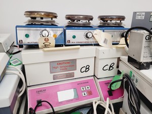 Thumbnail image of Large Job Lot of Laboratory Hotplates, Block Heaters & Magnetic Stirrers Lab