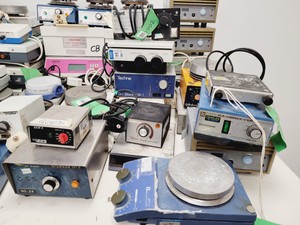 Thumbnail image of Large Job Lot of Laboratory Hotplates, Block Heaters & Magnetic Stirrers Lab