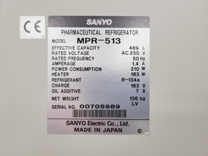 Thumbnail image of Sanyo Pharmaceutical Refrigerator MPR-513 Lab