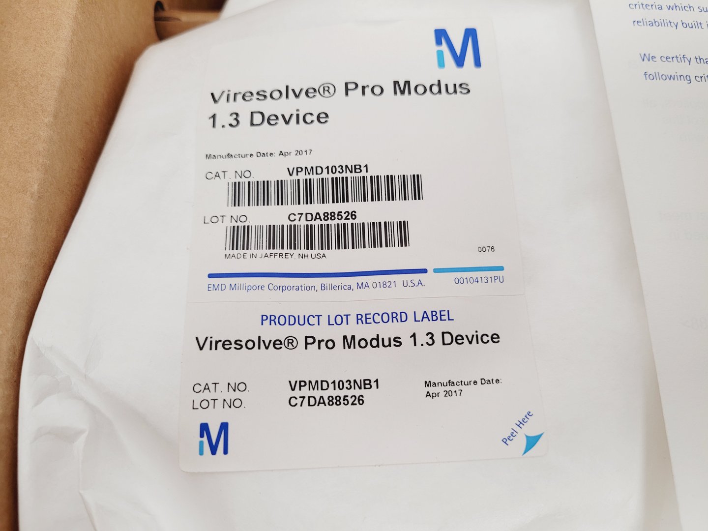 Viresolve Microshield Millipore Viresolve Pro Modus 1.3 Device VPMD103NB1 Lab