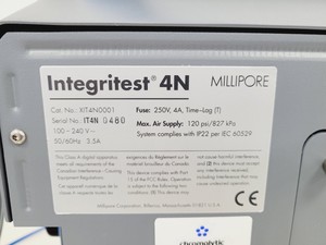 Thumbnail image of Millipore Integritest 4N Automated Filter Integrity Test Instrument XIT4N0001 La